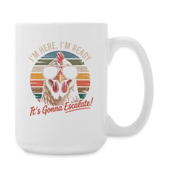 Retro Chicken I'm Here We Go It's Escalating Anyway - Large Mug 440 ml - white - Right