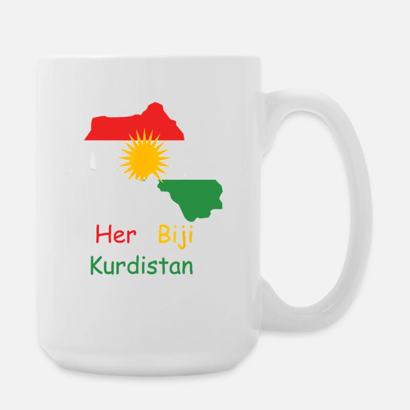 Kurdistan flag with Kurdish sun - Large Mug 440 ml - white