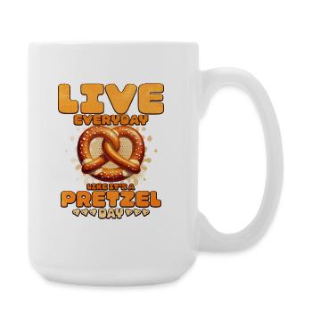Lebensfreude mit Bretzel und Herz - Große Tasse 440 ml - Weiß - Rechts