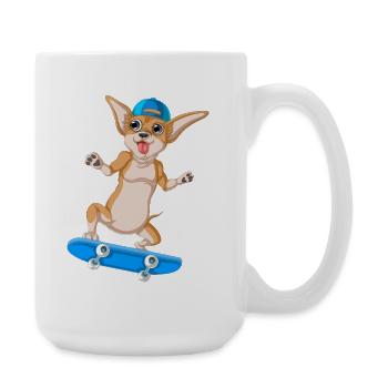 mignon chihuahua skateboard chien dessin animé drôle - Grande tasse 440 ml - blanc - Droite