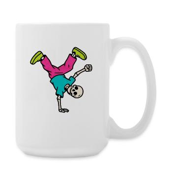 Neon Breakdancing Skeleton Retro Hip-Hop - Große Tasse 440 ml - Weiß - Rechts
