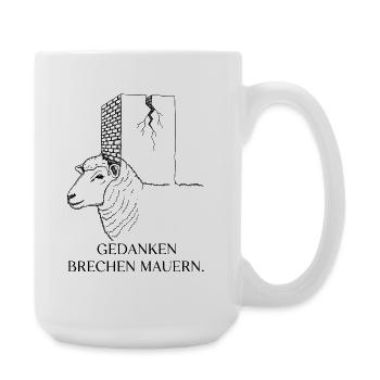 Gedanken brechen Mauern - Schaf Motivation - Große Tasse 440 ml - Weiß - Rechts
