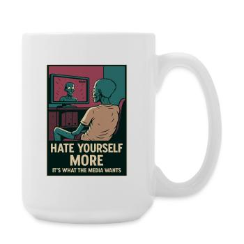 Creepy Skeleton Zombie TV Mirror Design - Large Mug 440 ml - white - Right