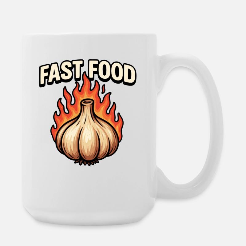 Feurige Knoblauch-Cartoon - Große Tasse 440 ml - Weiß