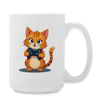 Kätzchen mit Spielecontroller - Große Tasse 440 ml - Weiß - Rechts