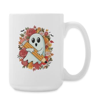 Geist Bleistift Halloween - Große Tasse 440 ml - Weiß - Rechts