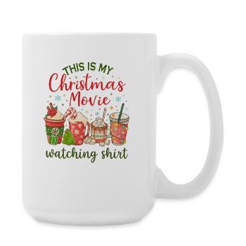 Weihnachtlicher Filmabend-Shirt - Große Tasse 440 ml - Weiß - Rechts
