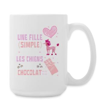 Je suis une fille Simple Chiens et Chocolat - Grande tasse 440 ml - blanc - Droite