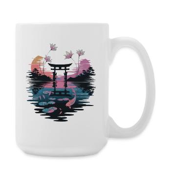 Japanese Torii at the lake with Koi and Lotus in - Large Mug 440 ml - white - Right