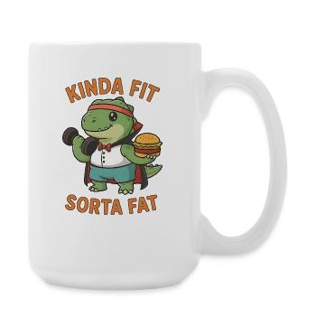 Kinda Fit Sorta Fat Funny Gym Cute Hippo Retro - Große Tasse 440 ml - Weiß - Rechts