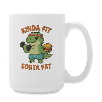 Kinda Fit Sorta Fat Funny Gym Cute Hippo Retro - Große Tasse 440 ml - Weiß - Rechts