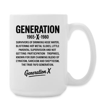 Retro-Textdesign der Generation X - Große Tasse 440 ml - Weiß - Rechts