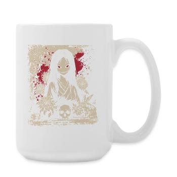 Horror Anime Kimono Girl with Skull Motif - Large Mug 440 ml - white - Right