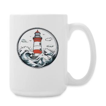 Lighthouse in the storm scene illustration - Large Mug 440 ml - white - Right