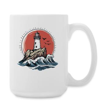 Leuchtturm auf felsiger Küste - Große Tasse 440 ml - Weiß - Rechts