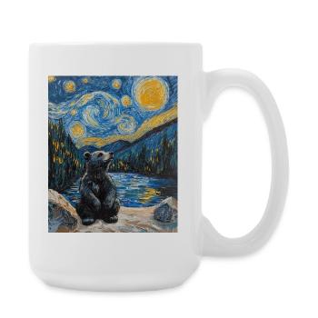 Bear Bears Van Gogh Style Starry Night - Large Mug 440 ml - white - Right