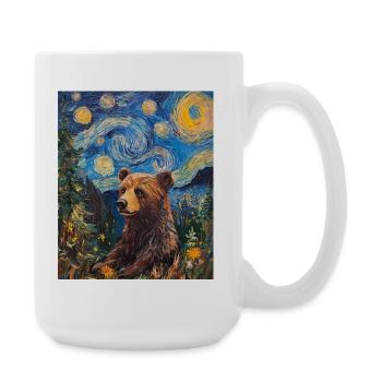 Bear Bears Van Gogh Style Starry Night - Large Mug 440 ml - white - Right