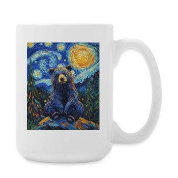 Bear Bears Van Gogh Style Starry Night - Large Mug 440 ml - white - Right