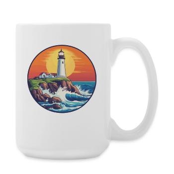 Lighthouse at sunset - Large Mug 440 ml - white - Right