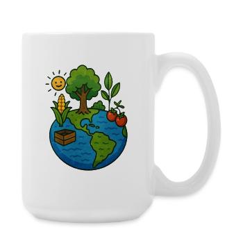 Natural earth with plants and sun - Large Mug 440 ml - white - Right