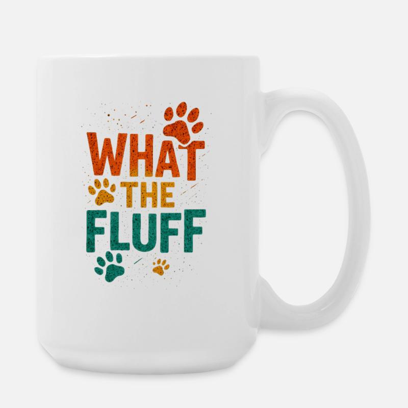 Lebendiger Pfotenabdruck Was der Flaum, lustiger Spruch - Große Tasse 440 ml - Weiß