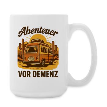 Abenteuer Vor Demenz Camping Camper Senioren Humor - Große Tasse 440 ml - Weiß - Rechts