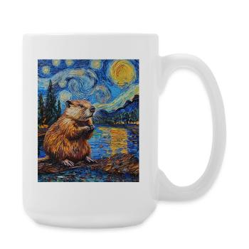 Bieber dans le style de Van Gogh, La Nuit étoilée - Grande tasse 440 ml - blanc - Droite