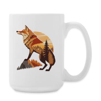 Wald Landschaft mit Fuchs Natur Fuchs Tiere  - Große Tasse 440 ml - Weiß - Rechts