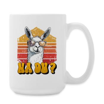 Alpaka Fan NA DU? Retro Lama Lustiges - Große Tasse 440 ml - Weiß - Rechts