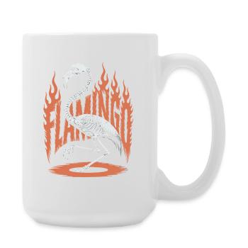 Flamingo Flammen Skelett Halloween - Große Tasse 440 ml - Weiß - Rechts