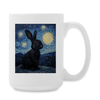 Bunny Van Gogh Style Starry Night - Large Mug 440 ml - white - Right