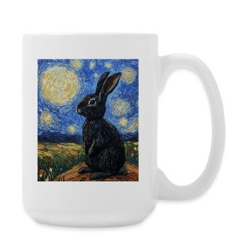 Bunny Van Gogh Style Starry Night - Large Mug 440 ml - white - Right