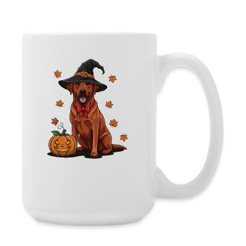 Halloween- Labrador  mit Hexenhut - Große Tasse 440 ml - Weiß - Rechts