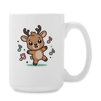 Happy reindeer with music notes for children - Large Mug 440 ml - white - Right
