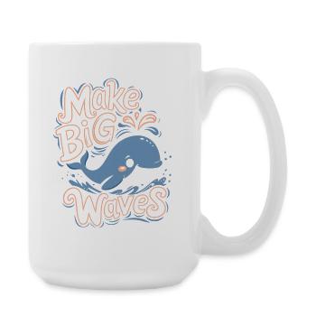 Ocean Conservation: Make Big Waves - Cute Whale - Large Mug 440 ml - white - Right
