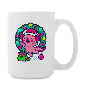 Axolotl Weihnachten – Buntes Festmotiv 🎄 - Große Tasse 440 ml - Weiß - Rechts