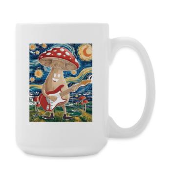 Pilz-Musiker im Traumnacht-Design - Große Tasse 440 ml - Weiß - Rechts