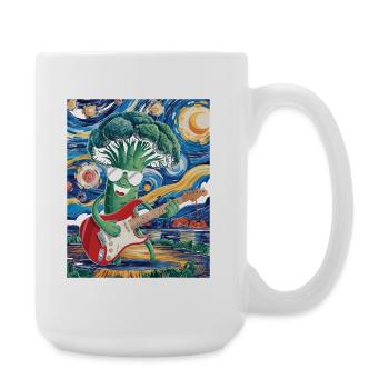 Broccoli with guitar in the starry sky - Large Mug 440 ml - white - Right