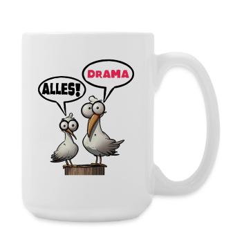 Mouettes humoristiques avec bulles de dialogue Tout drame - Grande tasse 440 ml - blanc - Droite