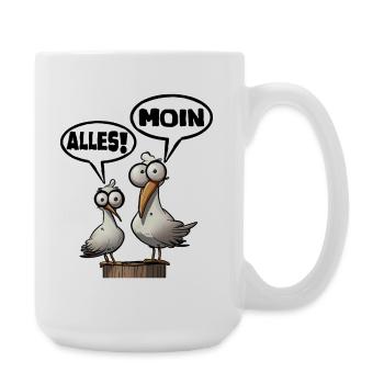 Mouettes humoristiques avec des dictons Moin - Grande tasse 440 ml - blanc - Droite