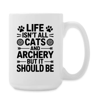 Bogenschießen Spruch Katzen Bogenschießen Geschenk - Große Tasse 440 ml - Weiß - Rechts