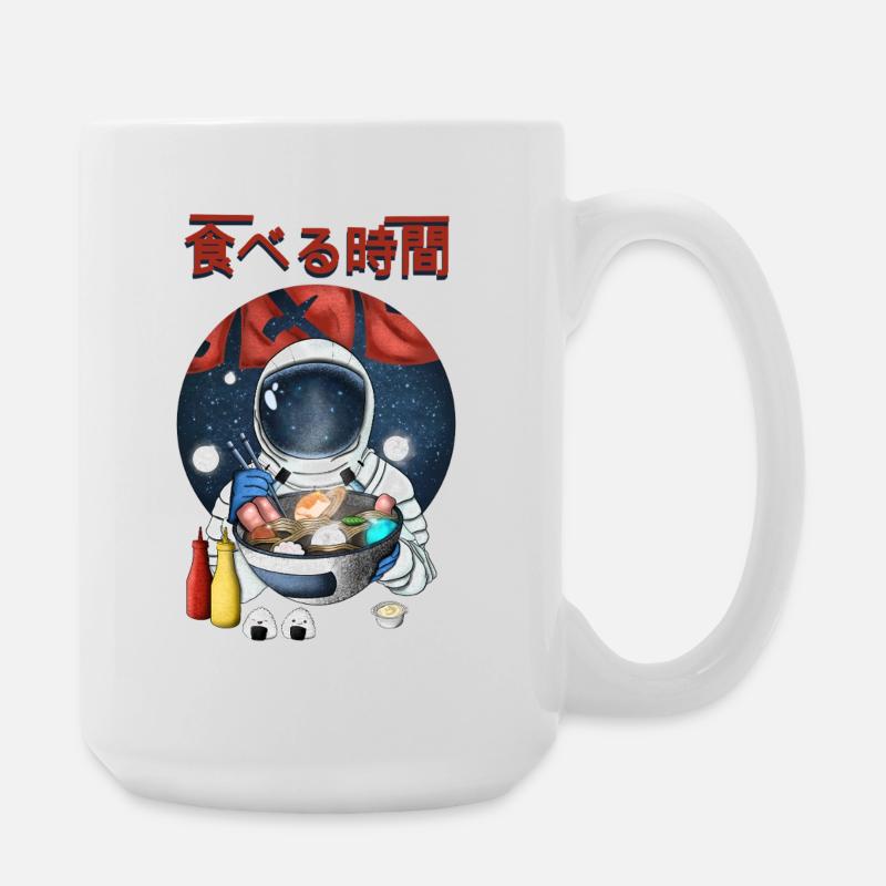 Astronaute mangeant des ramen Nightscape - Grande tasse 440 ml - blanc