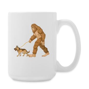 Bigfoot Walking German Shepherd - Large Mug 440 ml - white - Right