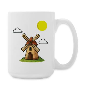 Picturesque vintage-style windmill print - Large Mug 440 ml - white - Right