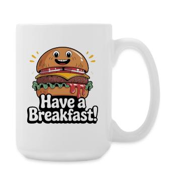 Whimsical Hamburger with Smile and Text - Large Mug 440 ml - white - Right