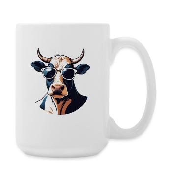 Lässige Kuh mit Sonnenbrille - Große Tasse 440 ml - Weiß - Rechts