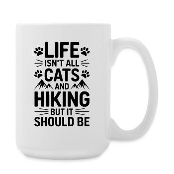 Wandern Spruch Katzen Berge Wandern Geschenk - Große Tasse 440 ml - Weiß - Rechts