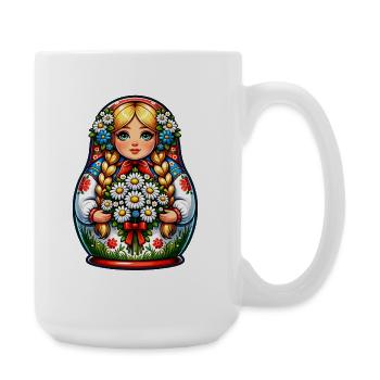  Matroschka auf russisch Matryoshka Doll Russian - Große Tasse 440 ml - Weiß - Rechts