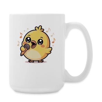 Poussin joyeux qui chante avec un microphone et des notes - Grande tasse 440 ml - blanc - Droite