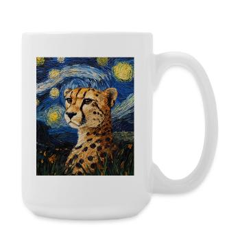 Guépard Léopard Style Van Gogh Étoilé - Grande tasse 440 ml - blanc - Droite